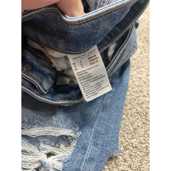 American Eagle Outfitters Womens Jeans Straight Leg Blue Distressed Denim Sz 0 - Picture 8 of 12